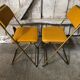 Pair old folding chair lafuma golden metal & vintage yellow fabric