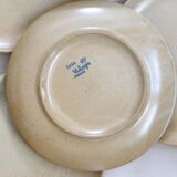 Set of 6 flat plates in sandstone, Sandstone village, vintage French