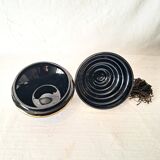 Art Deco Bonbonnière in Black Boom Hyalite Glass from the De Rupel Glassworks