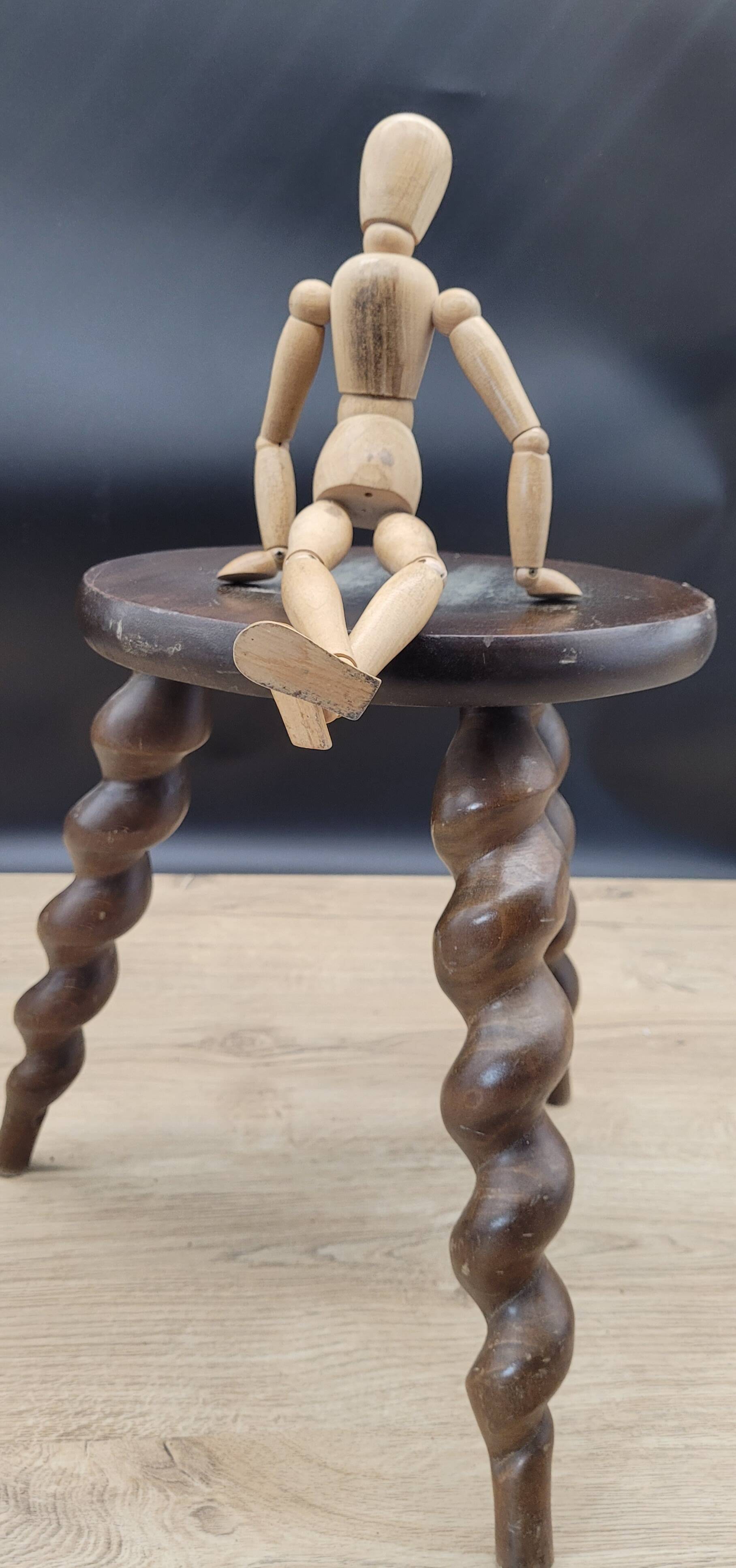 Tripod stool with turned legs