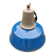 Industrial pendant light in blue enamelled sheet metal and cast iron, Poland, 1950s-60s