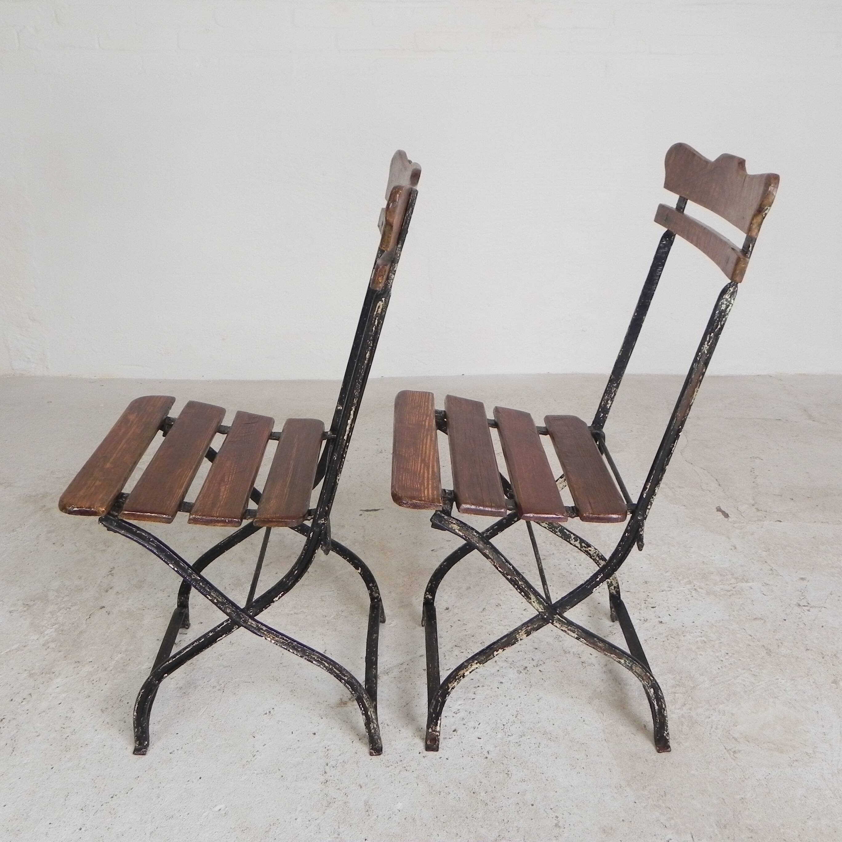 Set of 2 folding chairs, garden chairs, 1930s