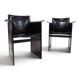 2 chaises en cuir noir Arrben Solaria par Tito Agnoli, 1970
