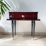 Vintage wood and brass bedside table Art Deco style