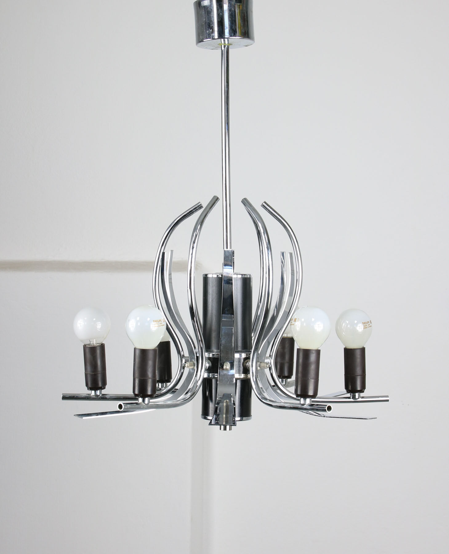 Vintage chrome swan shaped chandelier, 70