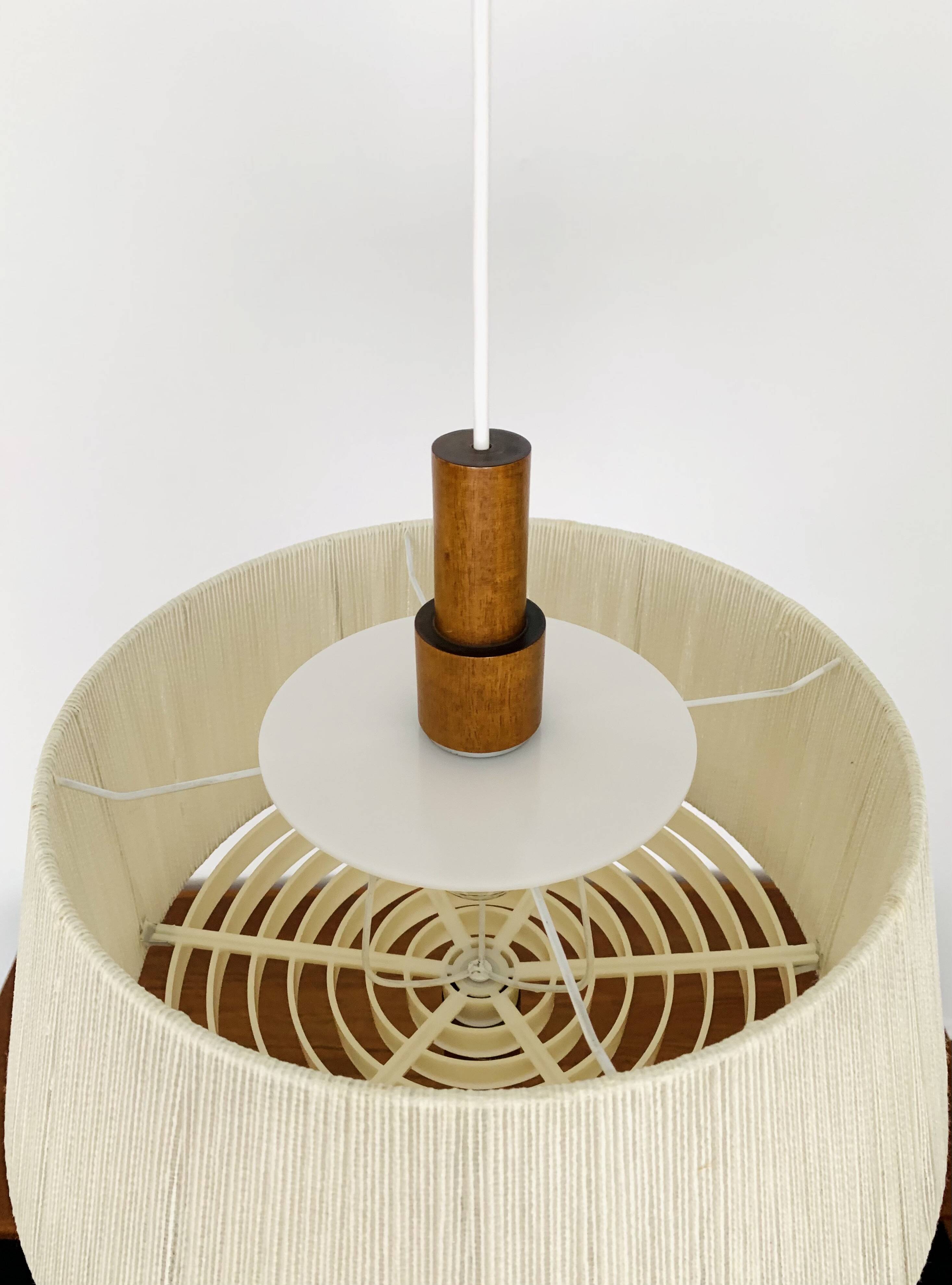 Raffia Bast and Walnut Pendant Lamp by Temde