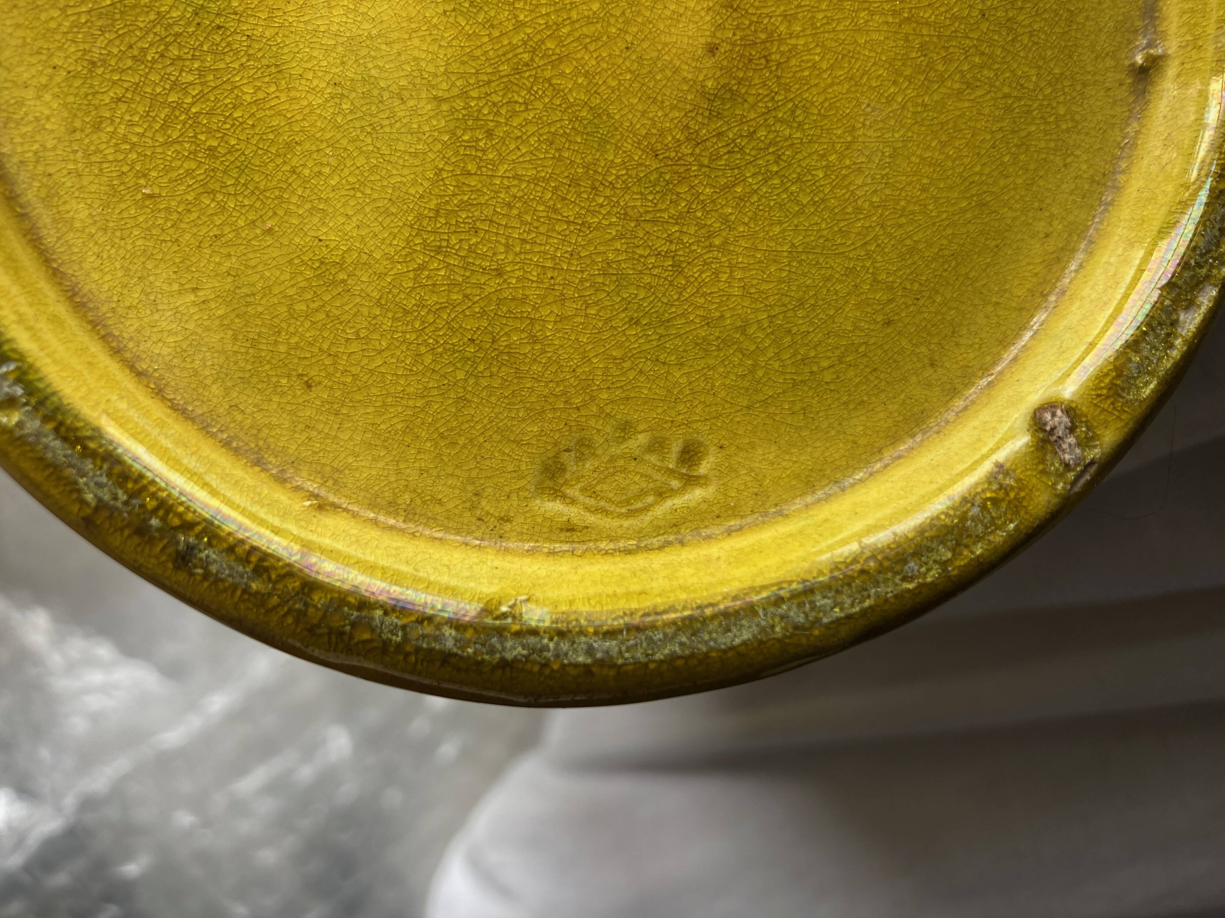 Scandinavian mimosa glazed earthenware vase neo classic mid century modern 1970