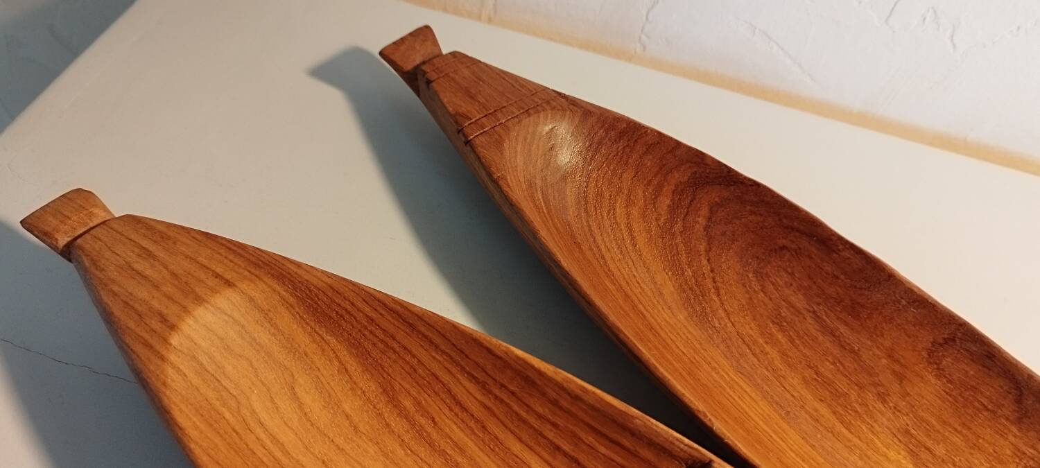 Pair of wooden appetizer dishes