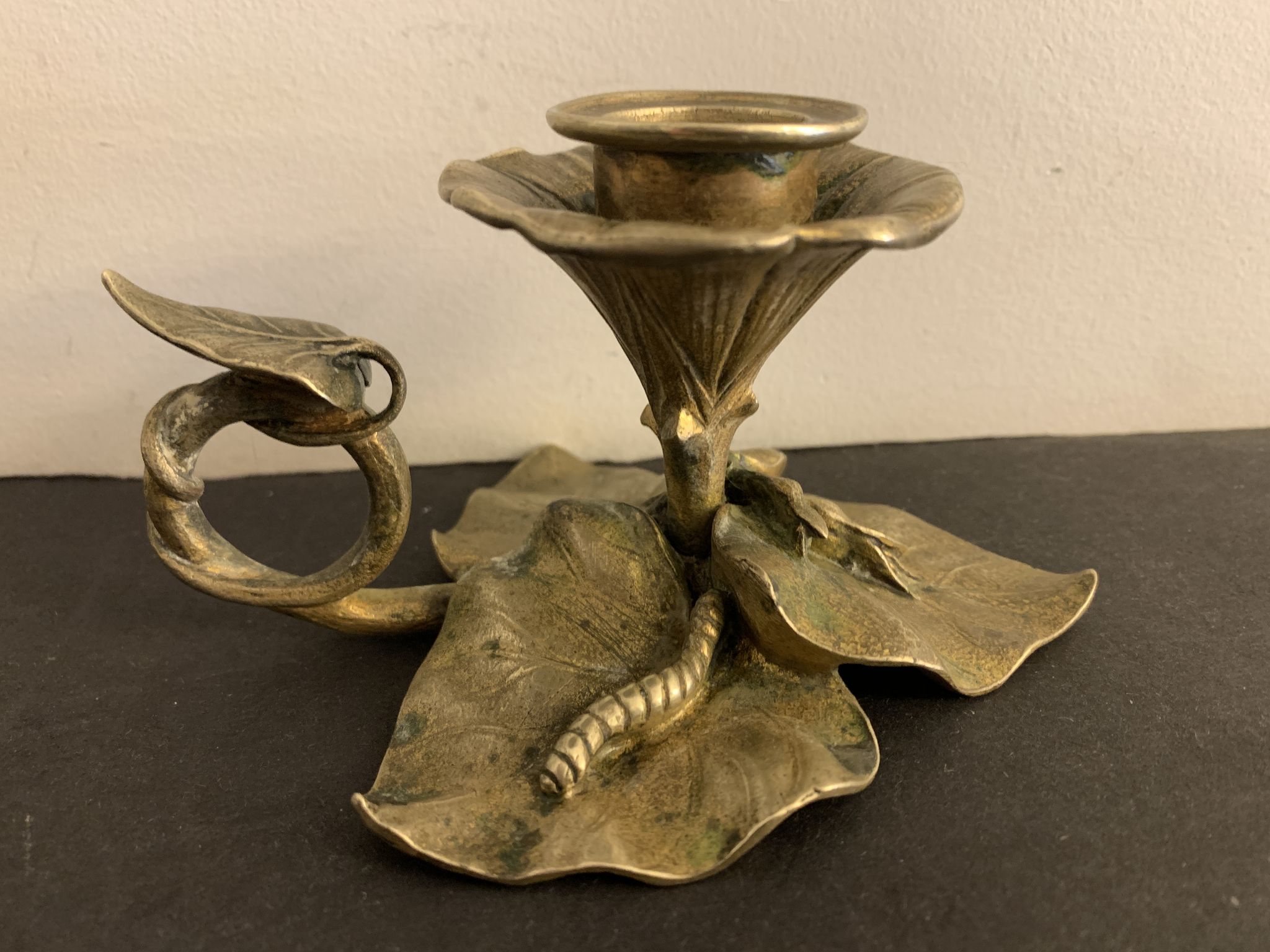 Art Nouveau bronze hand candle holder or cellar rat, 1900