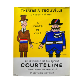 Affiche originale "Théâtre à Trouville Courteline" Savignac 49x61cm 1994
