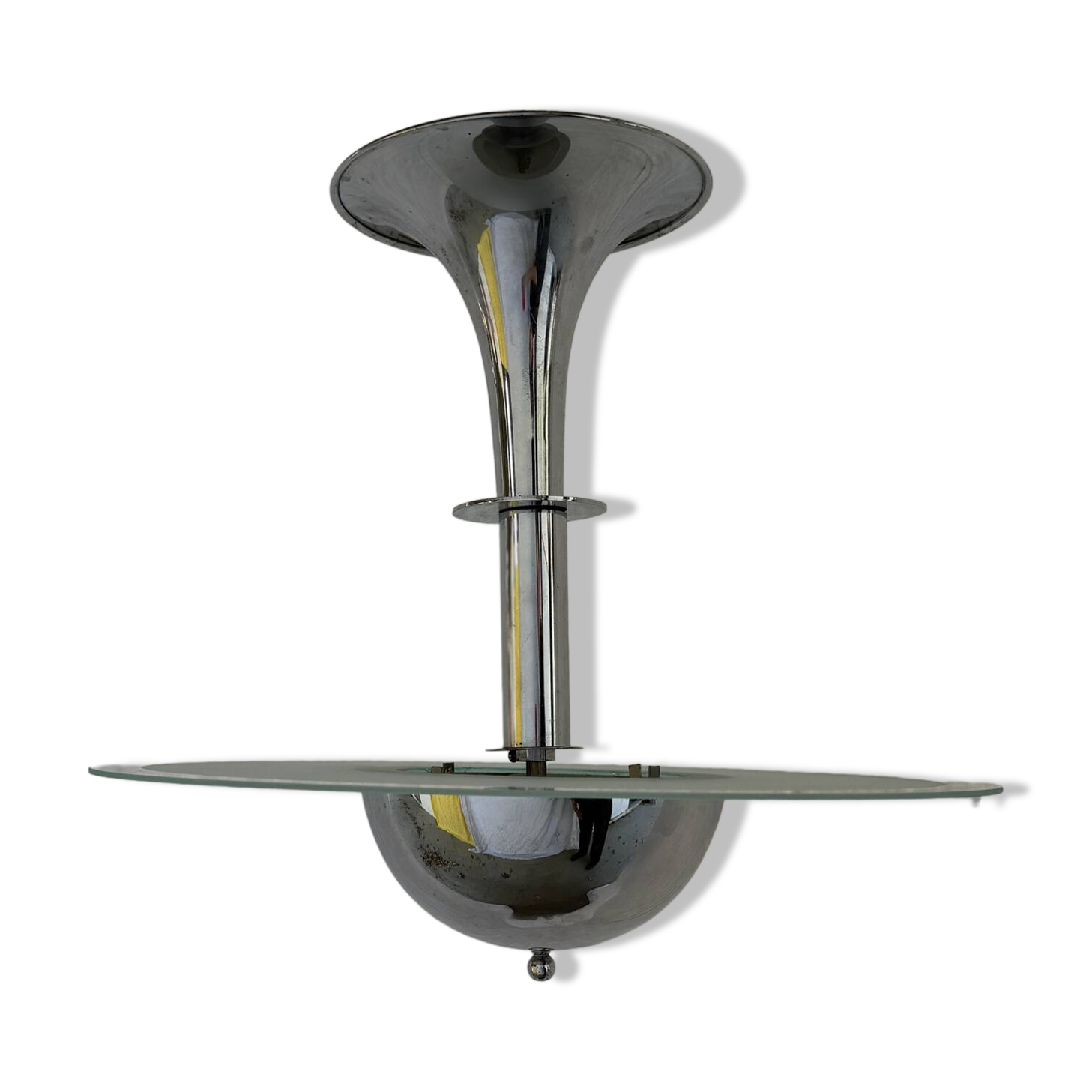 Chrome lustre Modernist 1930 Jean Boris Lacroix 1930s pendant