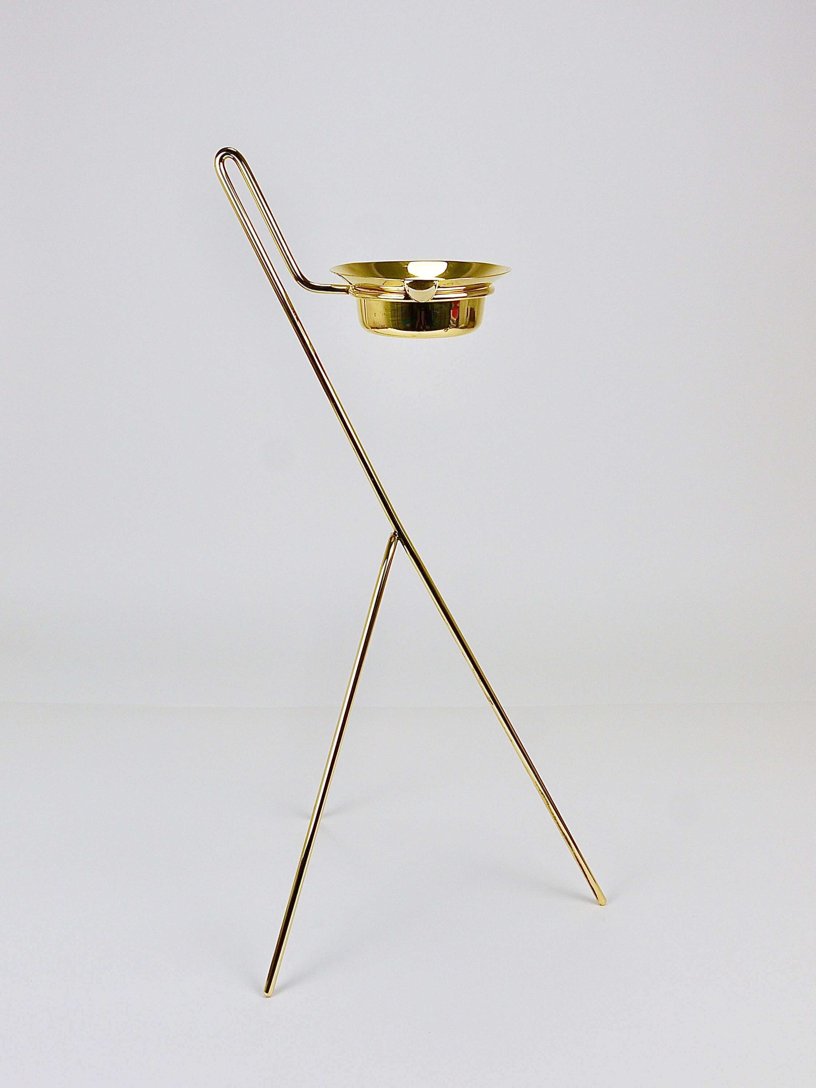 Rare Carl Auböck Brass Standing Floor Ashtray, Smoking Stand, Austria, 1950