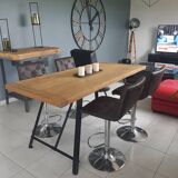 Industrial style table solid oak and steel