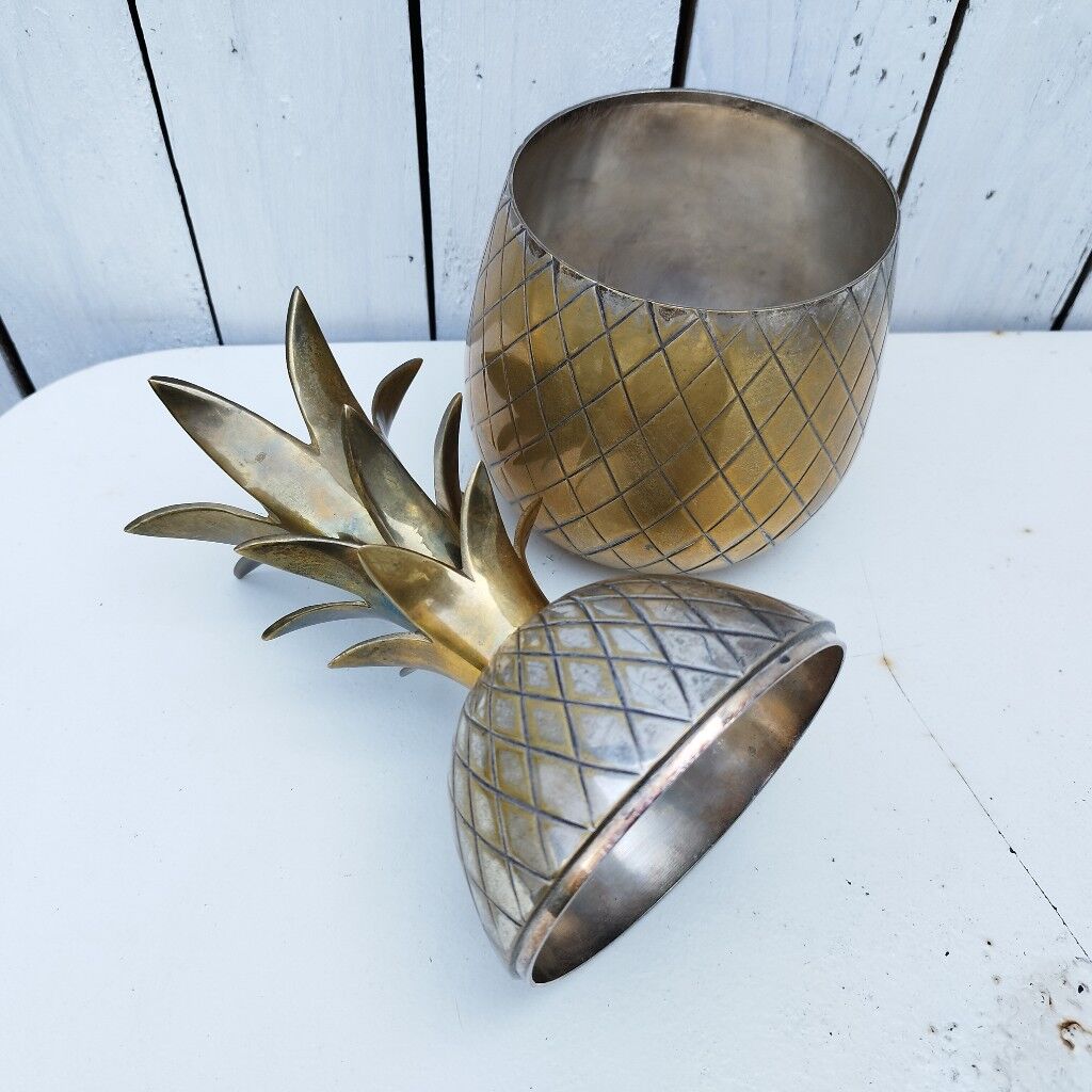 Vintage silver brass pineapple ice bucket