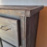 1930s Grey Patina Pine Garage Workbench