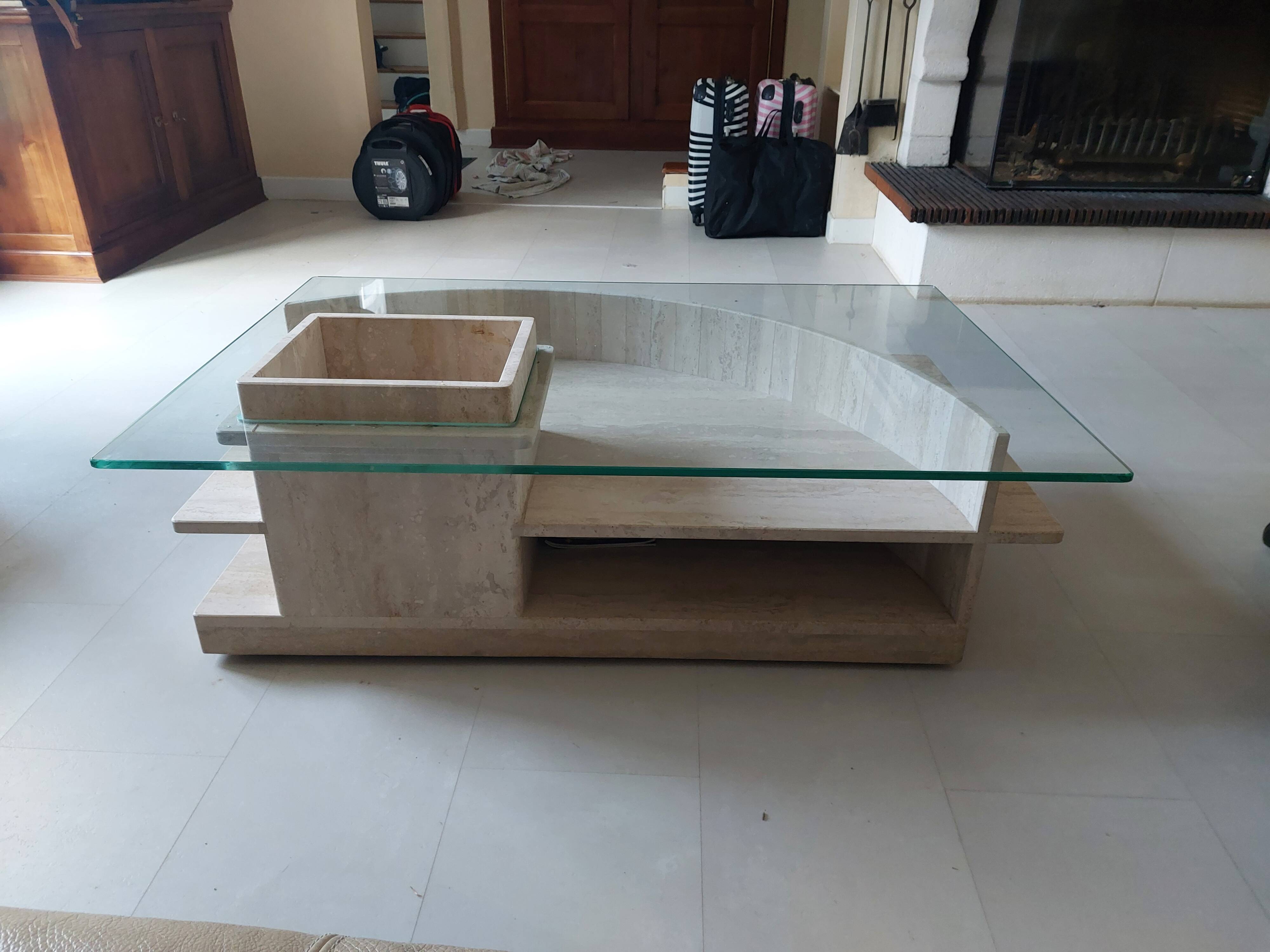 Travertine coffee table
