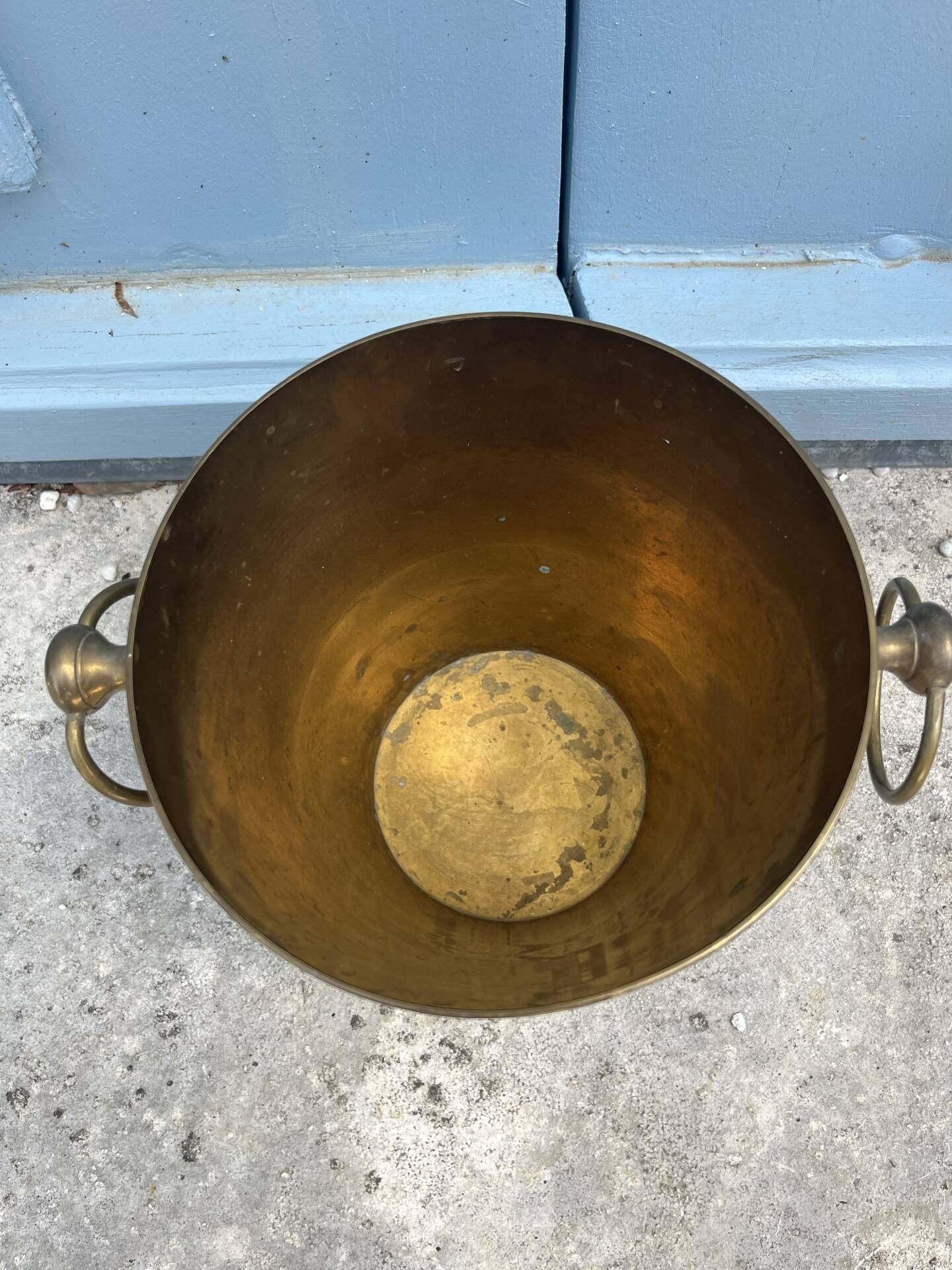 French Cloisonné Champagne Bucket with Fruit Garland & Brass Handles
