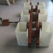 Scandinavian chandelier with 6 lights from the 60s in teak and Perspex