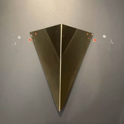 Pair of geometric vintage wall lamps in solid brass, France 1970.