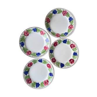 4 assiettes plates Nidervilliers 1900