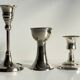 Vintage chrome metal candle holders