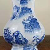 China circa 1920: porcelain vase with blue and white decoration