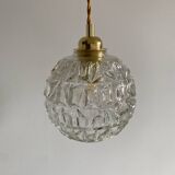 Walking lamp with vintage molded glass globe