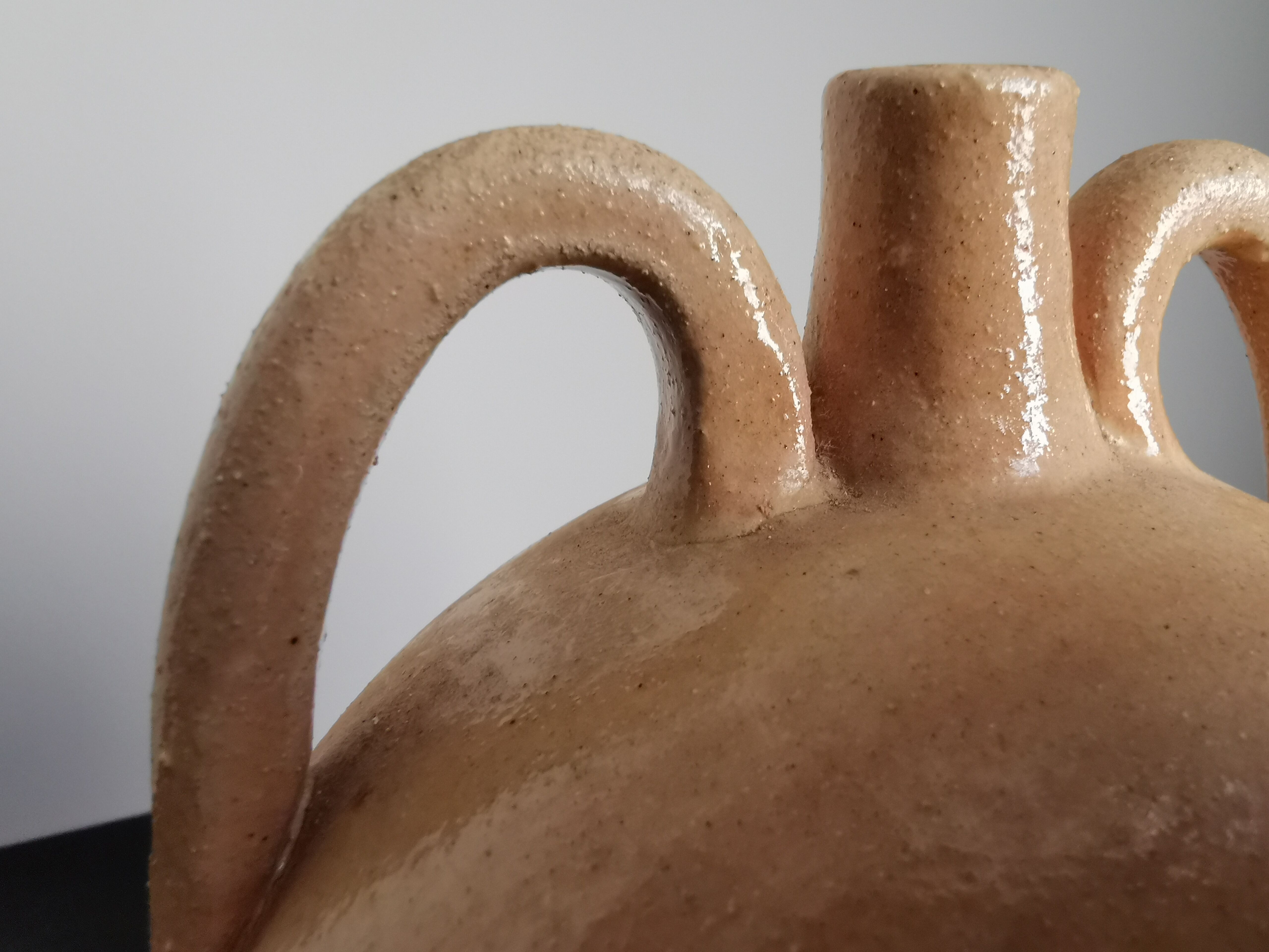 French soliflore vase in enamelled sandstone / signature / French ceramics / artisanal work