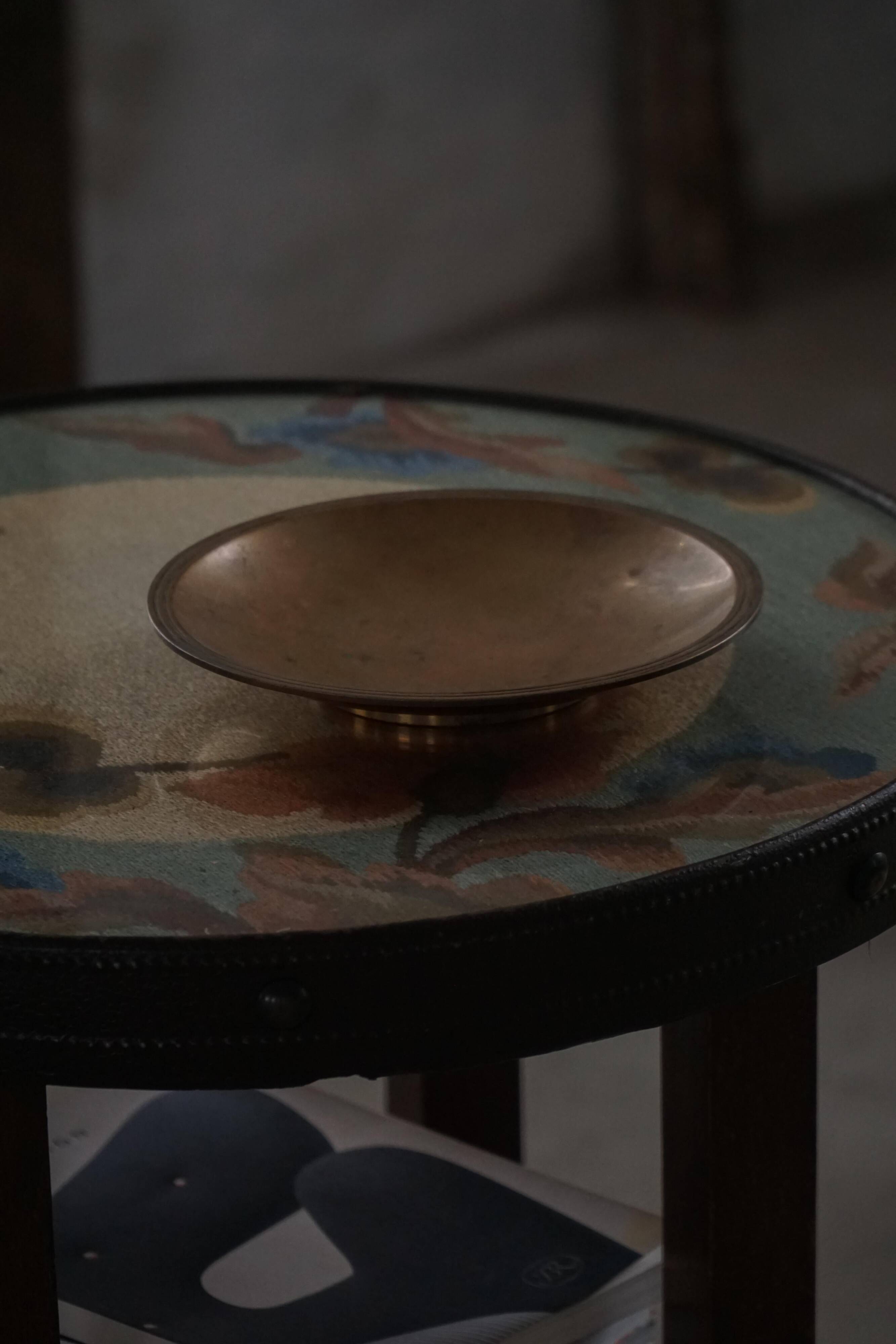 Danish Art Deco bronze bowl patinated by Just Andersen, "Just B-2025 DENMARK"
