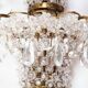 Paire de grandes appliques en laiton et cristal c. 1940s (57 cm)