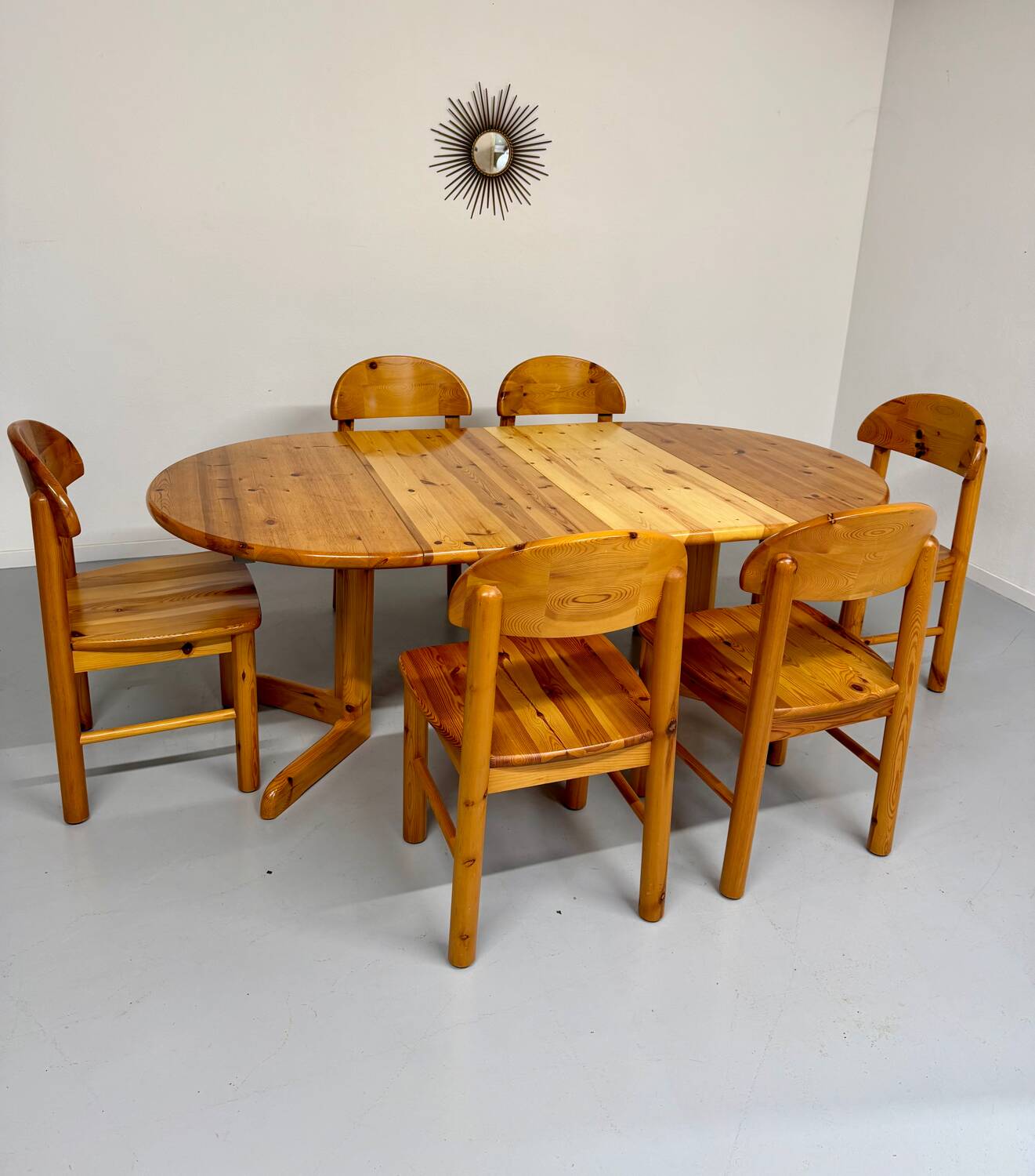 Vintage solid pine table, Scandinavian design by Rainer Daumiller, 1970s
