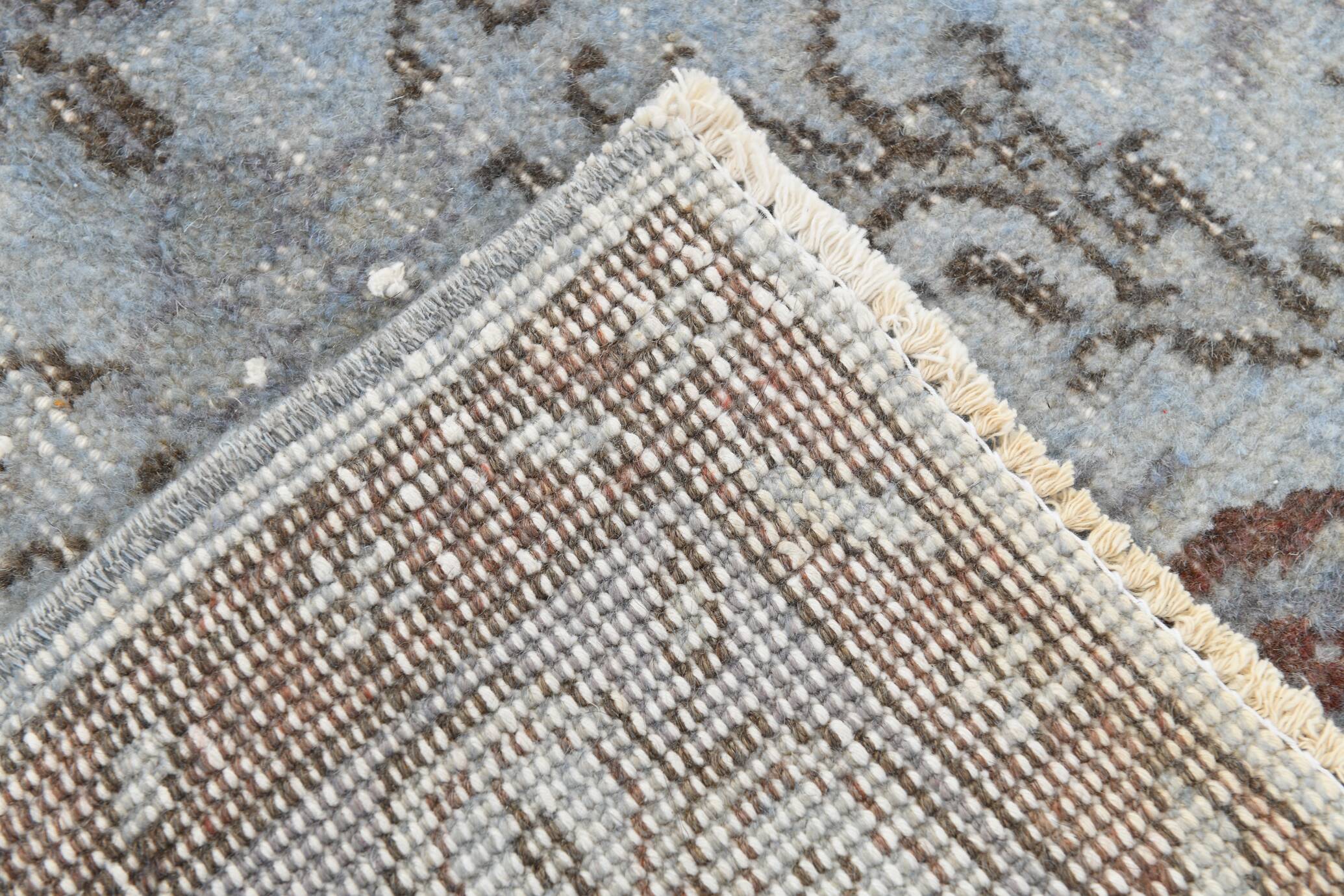 6x10 Rug For Living Room Bordered Blue Turkish Vintage Area Rug, 184x301Cm SK 1512