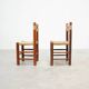 Set of six rattan and oak French dining chairs