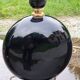 Pair of 70s designer lamps in black ceramic and gold metal