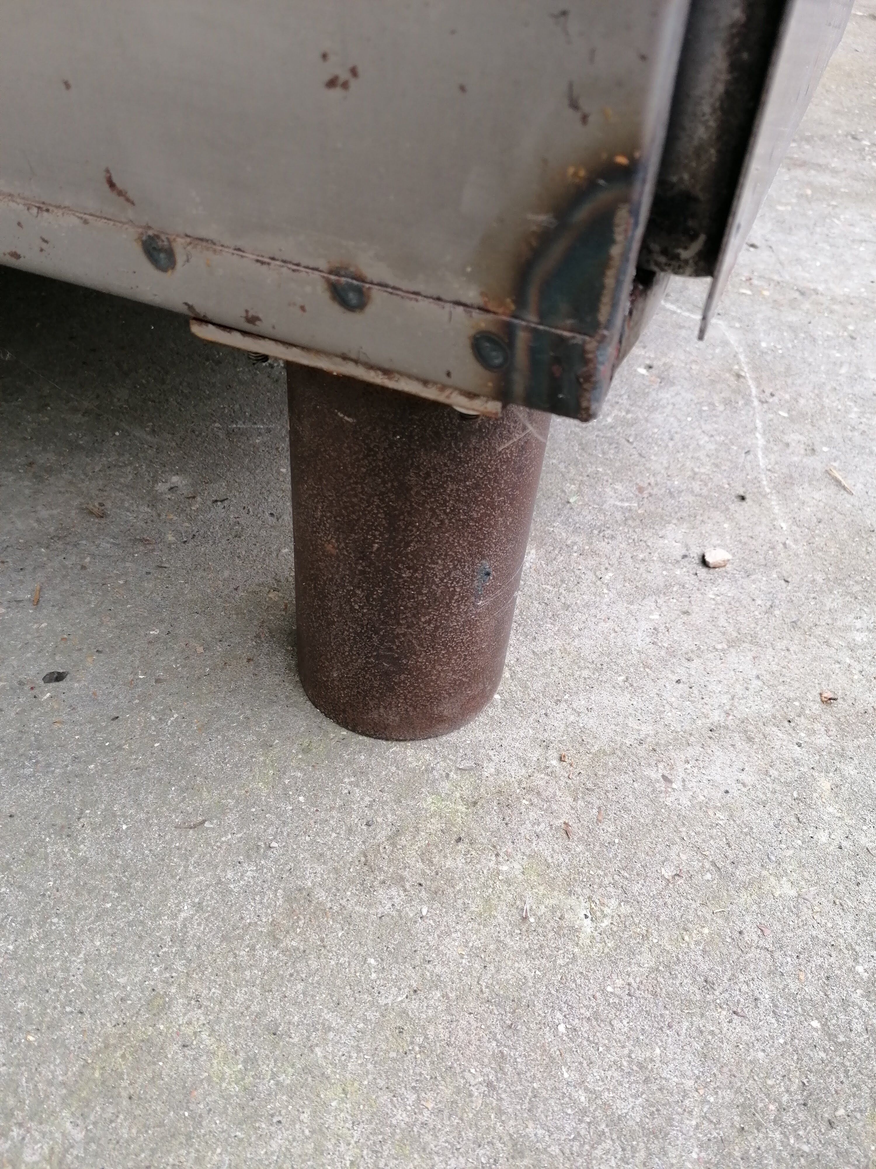 Antique workshop workbench, vintage, metal and wood