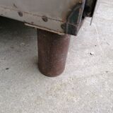 Antique workshop workbench, vintage, metal and wood