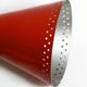1950s brass extendable scissor wall lamp with aluminum diabolo shade in red