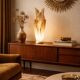 Vintage 1970 Athéna lamp by Georgia Jacob, draped in light salmon - 50 cm