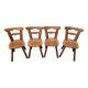 Set of 4 antique Tilburg solid wood brutalist chairs