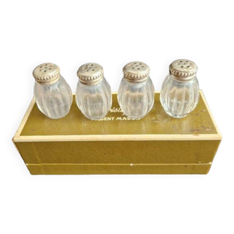 Coffret de 4 salerons Christofle en cristal et argent