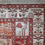 Kilim vintage fait main Sumak persan en soie artificielle 125cm x 183cm (19