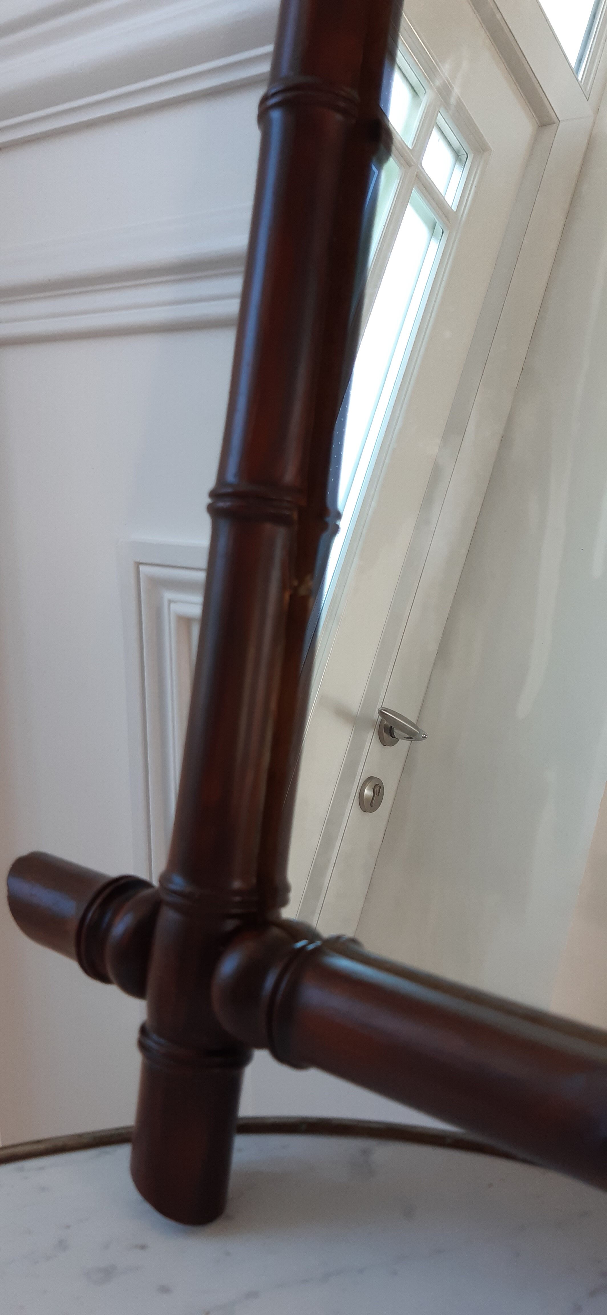 Barber mirror in solid oak bamboo way 30s-40s, 60x50 cm