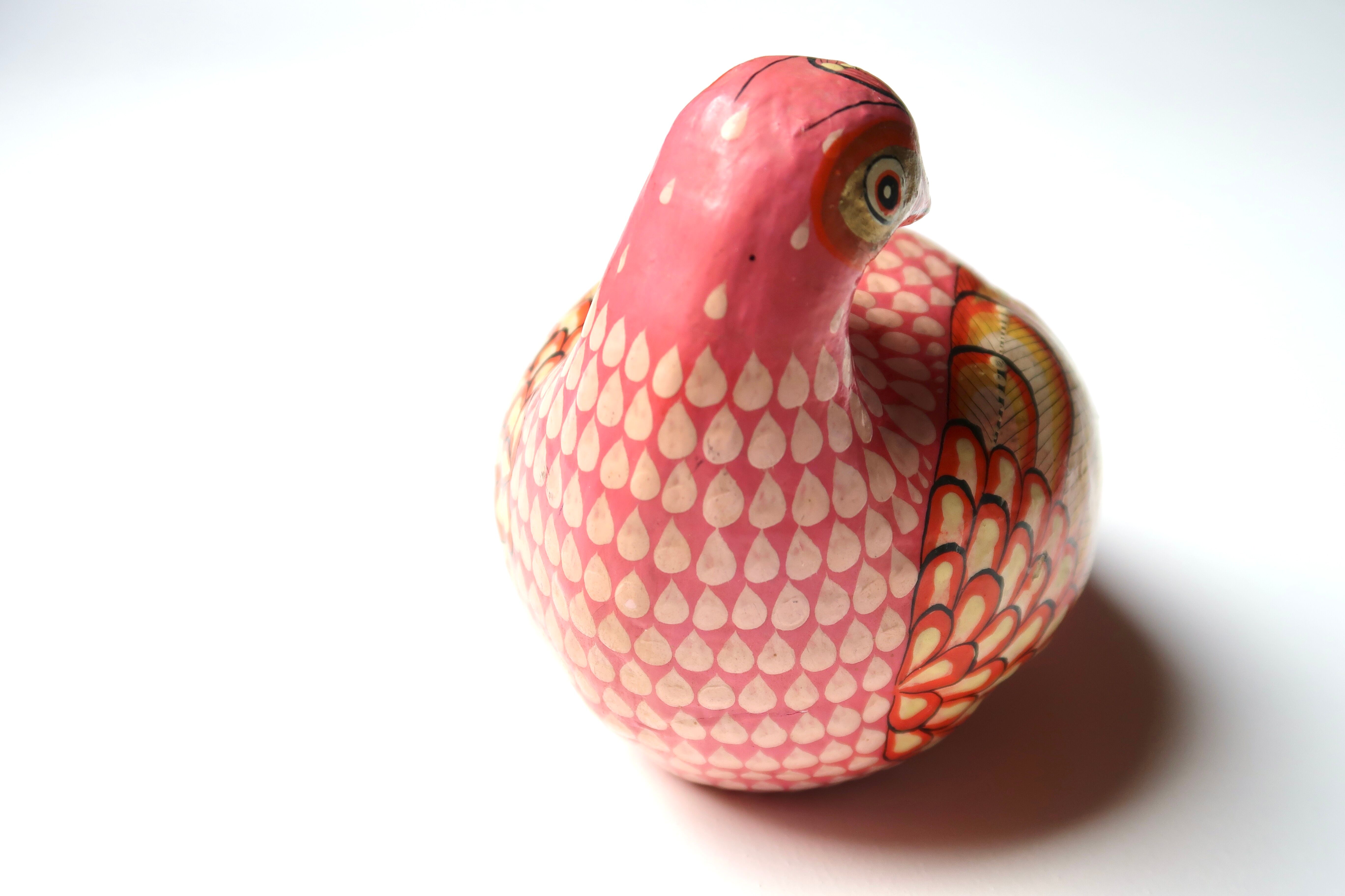 Mexican bird in signed papier-mâché, 70s