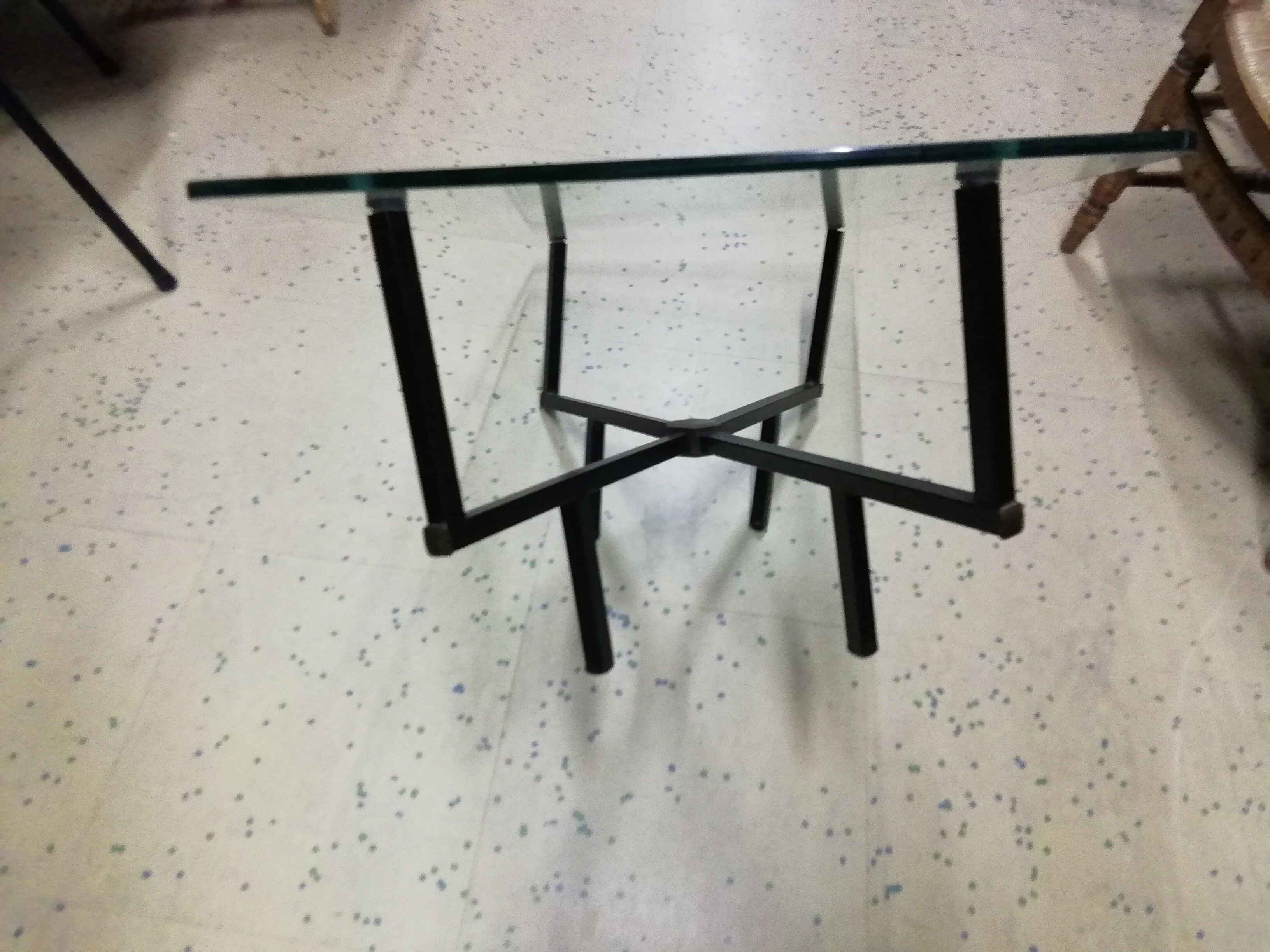 Coffee table with vintage iron base