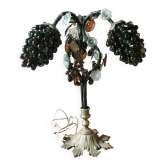 Art deco lamp, bunches of grapes in Murano glass, bronze base