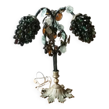 Art deco lamp, bunches of grapes in Murano glass, bronze base