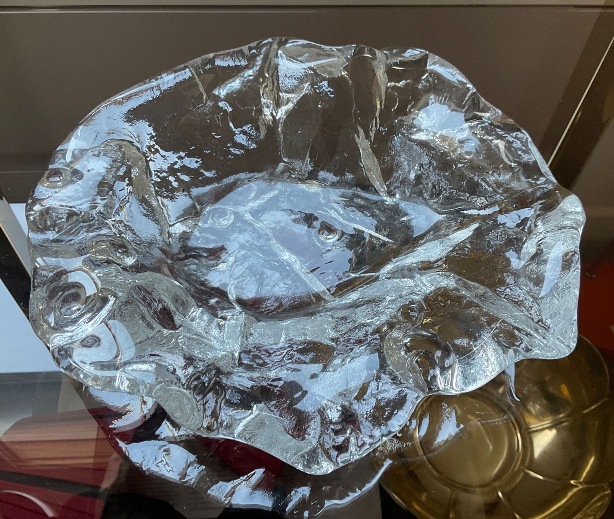 Vide poche vintage en verre moulé
