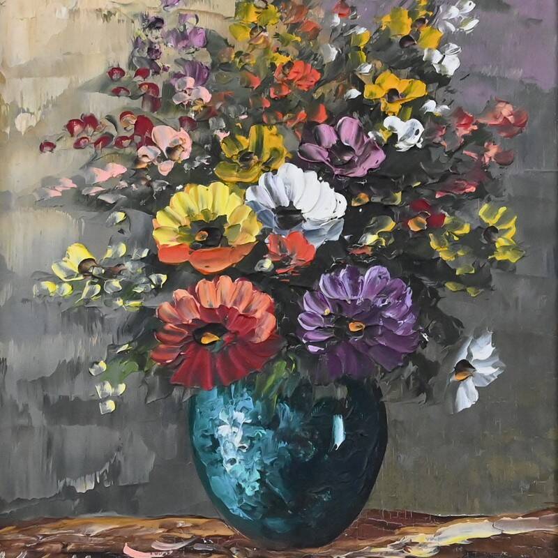 Painting "Floral Harmony" signed Reney – 1st part of the 20th century