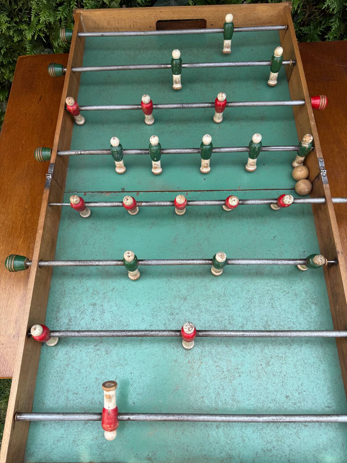 Old foldable table football, 1950s.