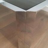 Beautiful octagonal chrome coffee table with black glass top